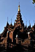 Myanmar - Mandalay, Shwe In Bin Kyaung a wonderful example of the Burmese unique teak architecture and wood-carving art. 